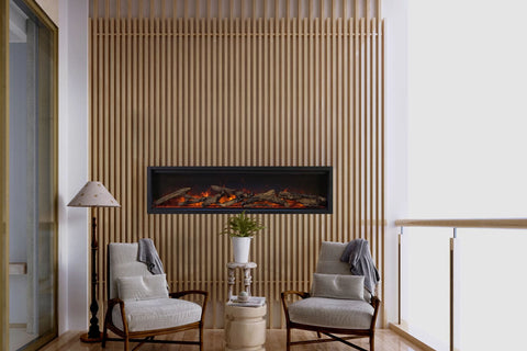 Image of Amantii Symmetry Lumina 88 inch Built In Fully Recessed Wall Mount Indoor Outdoor Smart Electric Fireplace | SYM-88-LUMINA