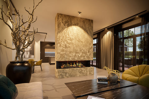 Image of Ambiance Luxus 60" Vitrual Single Side View Built-In Electric Fireplace