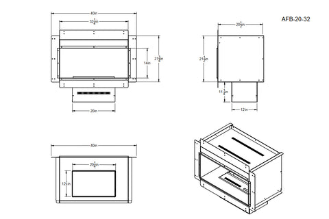 Image of AquafireBox for Aquafire Water Vapor Fireplace - Modular Built In Enclosure AFB-20-32 AFB-40-52 AFB-60-72