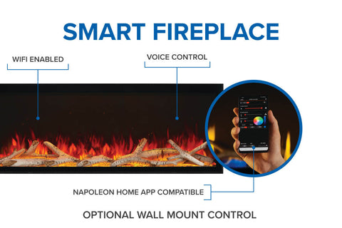 Image of Napoleon Astound 74" FlexMount Smart Multi-Side View Wall Mount | Recessed Electric Fireplace