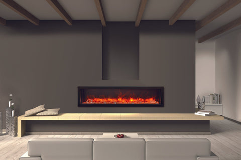 Image of Returned Amantii Panorama 72 inch Deep Built-in Indoor Outdoor Electric Fireplace – Heater – BI-72-DEEP-OD-OB