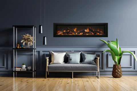 Image of Amantii Panorama 88 inch Deep Built-in Indoor & Outdoor Electric Fireplace – Heater – BI-88-DEEP-OD – Electric Fireplaces Depot