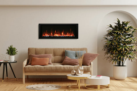Image of Amantii Panorama 40 inch Slim Built-in Indoor & Outdoor Electric Fireplace – Heater - BI-40-SLIM-OD - Electric Fireplaces Depot