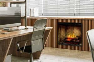 Dimplex Revillusion Portrait 36 inch Built-In Electric Firebox w/ Glass and Plug Kit | Herringbone Brick