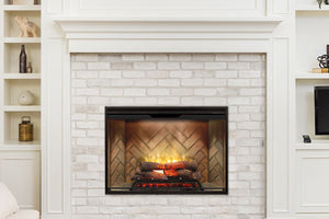 Dimplex Revillusion 42 inch Built-In Electric Firebox w/ Glass and Plug Kit | Herringbone Brick