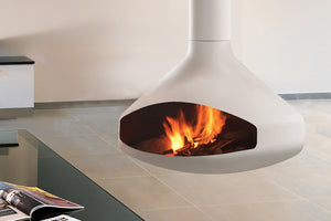 Focus Ergofocus Holographic Suspended No Heat Electric Fireplace in White FCS-FP-ERGO-HOLO-WHT-HEAT