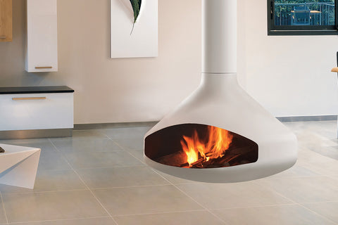Image of Focus Ergofocus Holographic Suspended  Electric Fireplace in White FCS-FP-ERGO-HOLO-WHT