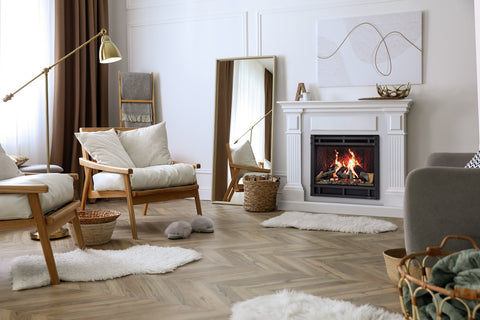 Image of SimpliFire Inception 36-in Traditional Virtual Smart Electric Fireplace with Folio Front - SF-INC36 Firebox Flames