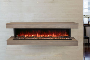 Modern Flames Landscape Pro 94 in 3-Sided Wall Mount Mantel in Coastal Sand - Studio Suite Electric Fireplace LPM-8016-WMC80LPMCS