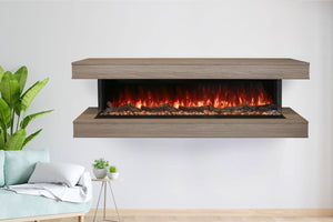 Modern Flames Landscape Pro 82in 3-Sided Wall Mount Mantel in Coastal Sand - Studio Suite Electric Fireplace - LPM-6816