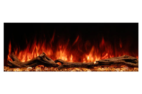Image of Modern Flames Landscape Pro 94 in 3-Sided Wall Mount Mantel in Weathered Walnut - Studio Suite Electric Fireplace - LPM-8016 