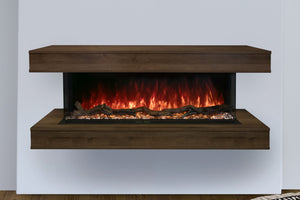 Modern Flames Landscape Pro 58 in 3-Sided Wall Mount Mantel Weathered Walnut - Studio Suite Electric Fireplace - LPM-4416