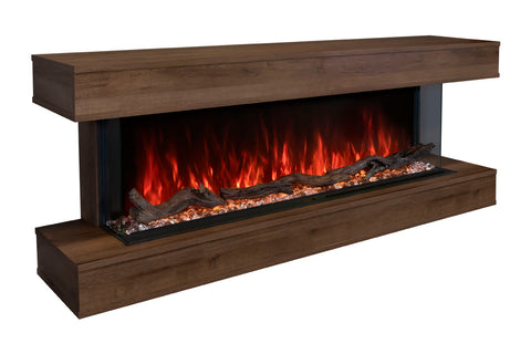 Image of Modern Flames Landscape Pro 58 in 3-Sided Wall Mount Mantel Weathered Walnut - Studio Suite Electric Fireplace - LPM-4416
