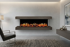 Modern Flames New Orion Multi 73'' Heliovision Electric Fireplace Wall Mount Studio Suite | Driftwood Gray