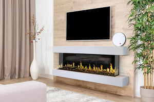 Modern Flames Orion Multi 88 inch 3-Sided Electric Fireplace Wall Mount Studio Suite Mantel White WSS-OR76-RTF
