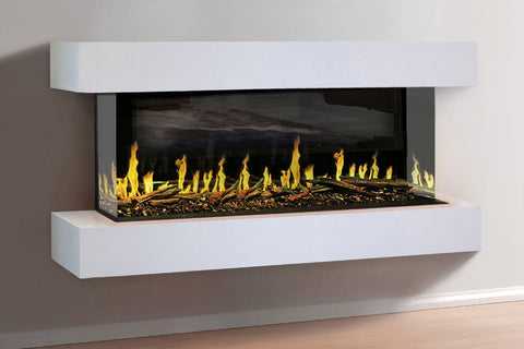 Image of Modern Flames Orion Multi 64 inch 3-Sided Electric Fireplace Wall Mount Studio Suite Mantel White  WSS-OR52-RTF