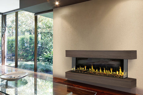 Image of Modern Flames Orion Multi 88 inch 3-Sided Electric Fireplace Wall Mount Studio Suite Mantel Weathered Walnut  WSS-OR76-WW
