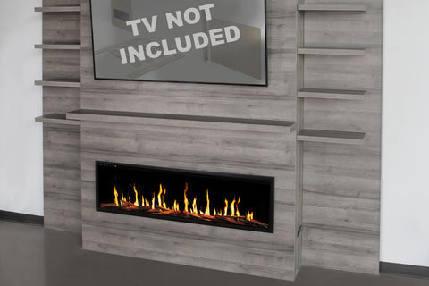 Image of Modern Flames Allwood Fireplace Media Wall Gray - Orion Slim V2 Heliovision 60 Electric Fireplace - AFWS-DW | OR60-SLIM