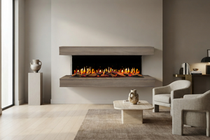 Modern Flames New Orion Multi 73'' Heliovision Electric Fireplace Wall Mount Studio Suite | Coastal Sand