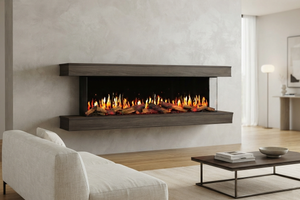 Modern Flames New Orion Multi 88'' Heliovision Electric Fireplace Wall Mount Studio Suite | Driftwood Gray