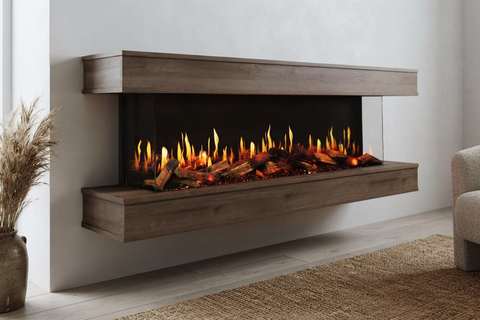 Image of Modern Flames Orion Multi V2 73 3-Sided Electric Fireplace Wall Mount Studio Suite Mantel Walnut - OR60-MULTI-V2-WSS-OR60-WW