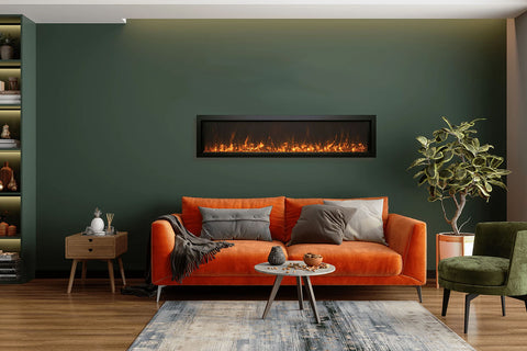 Image of Amantii Panorama 60-in Extra Slim Built-in Indoor Outdoor Electric Fireplace - Heater - BI-60XTRASLIM