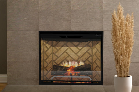 Image of Dimplex Revillusion 30 inch Built In Electric Fireplace Herringbone Brick - Firebox - REV30-HB 500005734