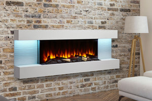 Hearth & Home SimpliFire Format 60-inch Floating Mantel Wall Mount Electric Fireplace in White SF-FM60-WH