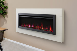 SimpliFire Crestline 61 Electric Fireplace Wall Mount Mantel Package - SF-ALLS50 WMK-WH-ALLS50