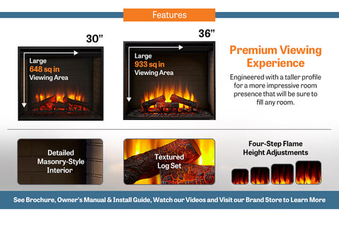 Image of Hearth & Home SimpliFire 36 inch Built-In Electric Firebox Insert | Electric Fireplace | SF-BI36-EB | Electric Fireplaces Depot