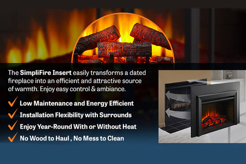 Image of Hearth & Home SimpliFire 30 inch Electric Fireplace Insert SF-INS30 - SimpliFire Electric 30'' Firebox