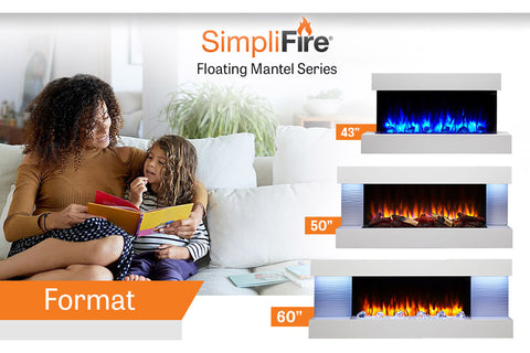 Image of Hearth & Home SimpliFire Format 43-inch Floating Mantel Wall Mount Electric Fireplace in White SF-FM43-WH