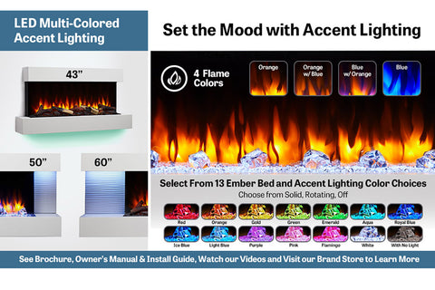 Image of Hearth & Home SimpliFire Format 60-inch Floating Mantel Wall Mount Electric Fireplace in White SF-FM60-WH