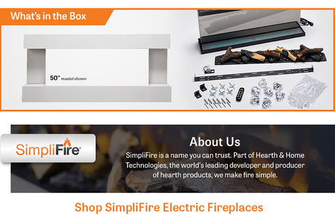 Image of Hearth & Home SimpliFire Format 60-inch Floating Mantel Wall Mount Electric Fireplace in White SF-FM60-WH
