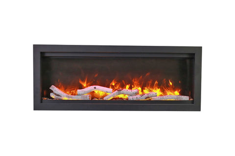 Image of Amantii Symmetry Bespoke 34-inch Wall Mount Recessed Linear Indoor Outdoor Electric Fireplace | SYM-34 BESPOKE