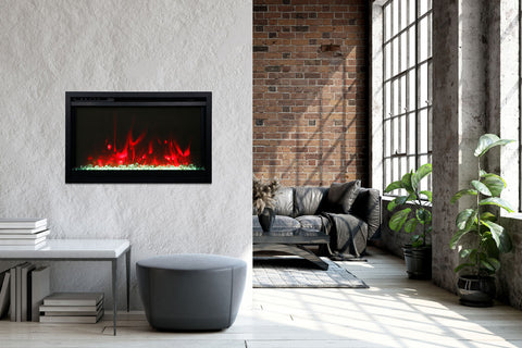 Image of Amantii Traditional Extra Slim 26-Inch Built-In Electric Firebox Insert | Electric Fireplace Heater | TRD-26-XS | Electric Fireplaces Depot