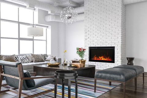 Image of Amantii Traditional Extra Slim 26-Inch Built-In Electric Firebox Insert | Electric Fireplace Heater | TRD-26-XS | Electric Fireplaces Depot