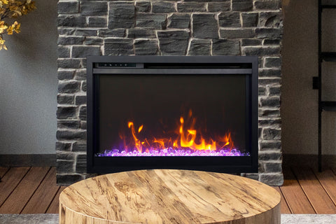 Image of Amantii Traditional Extra Slim 30-Inch Built-In Electric Firebox Insert | Electric Fireplace Heater | TRD-30-XS | Electric Fireplaces Depot