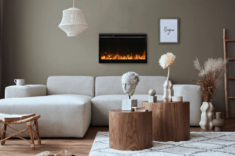 Image of Amantii Traditional Extra Slim 33-Inch Built-In Electric Firebox Insert | Electric Fireplace Heater | TRD-33-XS | Electric Fireplaces Depot