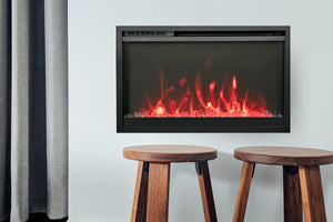 Amantii Traditional Extra Slim 33-Inch Built-In Electric Firebox Insert | Electric Fireplace Heater | TRD-33-XS | Electric Fireplaces Depot
