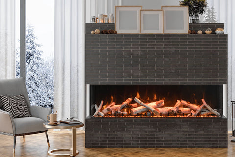 Image of Amantii Panorama Tru View 60 inch 3-Sided Built-in Indoor Outdoor Electric Fireplace with Heater | 60-TRU-VIEW-XL