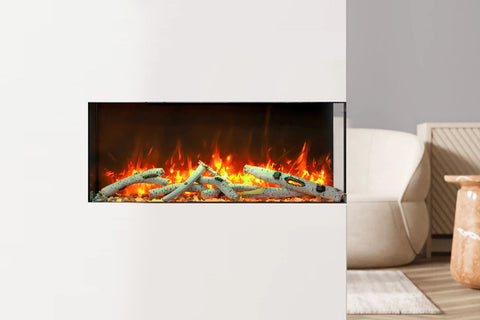 Image of Amantii Panorama Tru View Slim 50-inch 3-Sided View Built In Indoor Outdoor Electric Fireplace with Heater | 50-TRV-SLIM