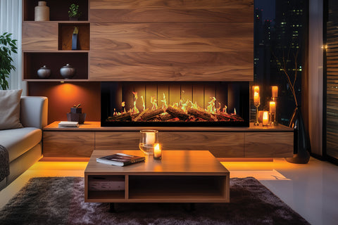 Image of Solution Fires TrueFlame 150 3DX Virtual Multi-SiedVirtual Built-In Electric Fireplace SF-FP-TF-150-3DX