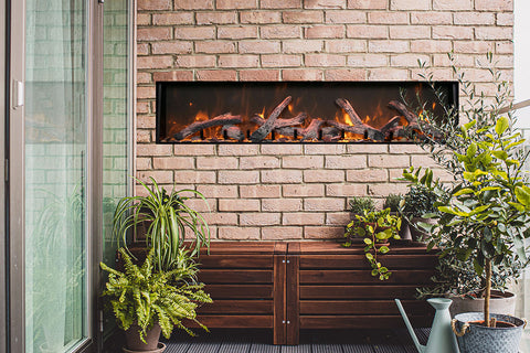 Image of Amantii Panorama 40-in Deep Tall Built-in Indoor & Outdoor Electric Fireplace - Heater 