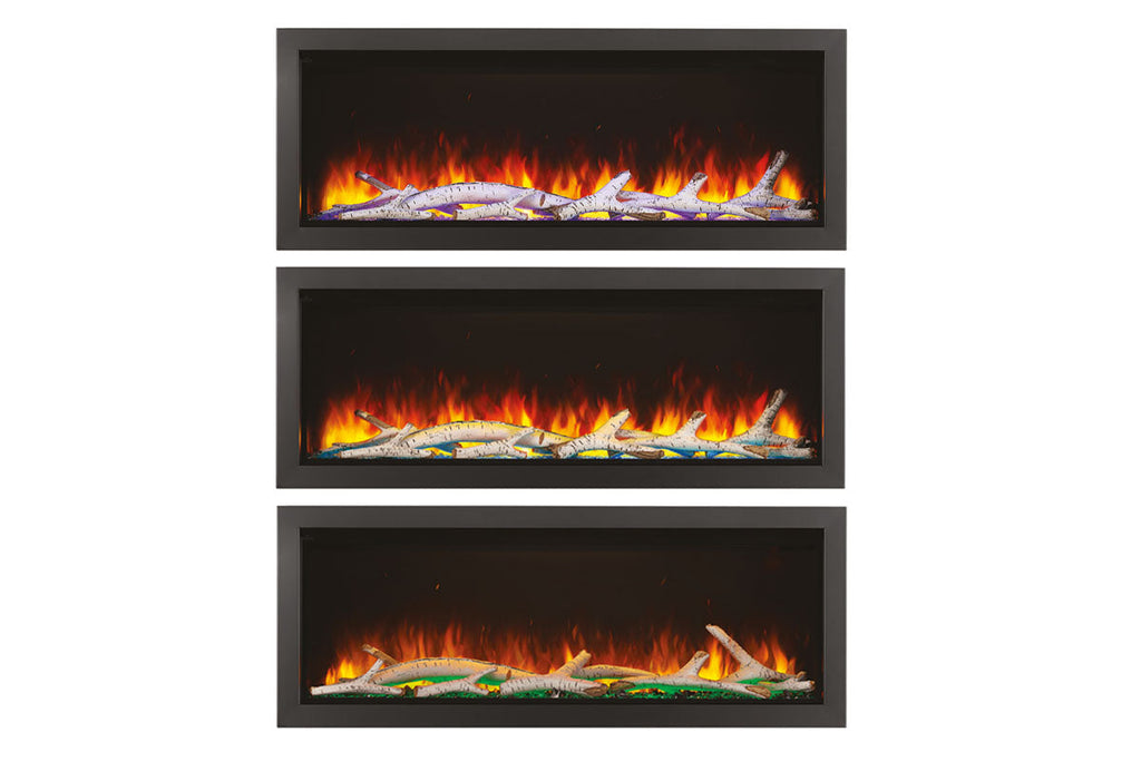 Napoleon Astound 96 inch Smart Built-In Wall Mount Electric Fireplace Insert - Linear Modern Fireplace - NEFB96AB Birch Logs