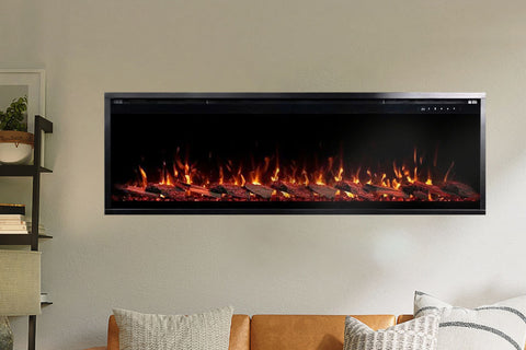 Image of Touchstone Sideline Elite Pro 60 Smart Wall Mount Recessed Electric Fireplace | Linear Fireplace Insert 80058