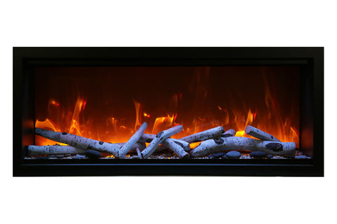 Image of Amantii Symmetry 42'' Built In Fully Recessed Flush Mount Linear Indoor & Outdoor Electric Fireplace | Extra Tall Deep | SYM-42-XT | Electric Fireplaces Depot