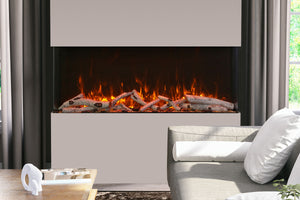 Amantii Tru View Extra Tall Deep 60-inch 3-Sided View Built In Indoor & Outdoor Electric Fireplace with Heater | 60-TRV-XT-XL | Electric Fireplaces Depot