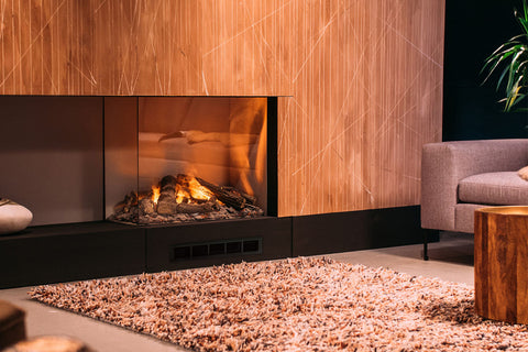 Image of Faber E-Matrix 35 -inch 2-Sided Left Corner Water Vapor Built-In Electric Fireplace Firebox | FEF3226L2L | Water Myst Fireplace | Electric Fireplaces Depot