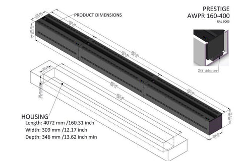 Image of AFireWater Prestige Pro Water Vapor 20'' Built-In Electric Fireplace Insert | Water Mist Electric Fireplace | AWPR-20-50 | Electric Fireplaces Depot